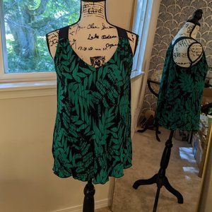 Banana Republic Fern Print Tank Top Pleated S